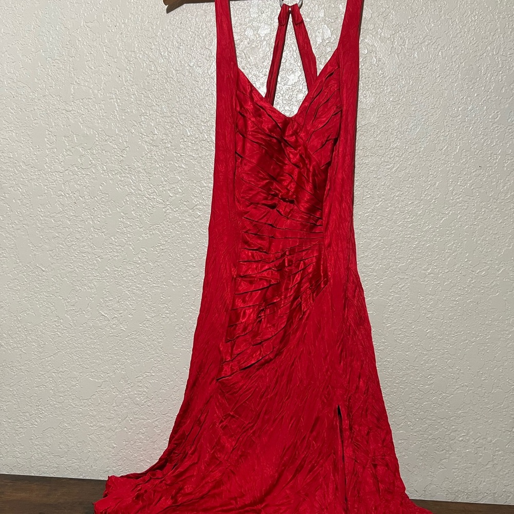Versace Red Backless Evening Dress